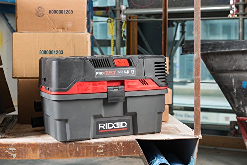 RIDGID 50318 4500RV ProPack Wet Dry Vac, 4.5-Gallon Portable Wet Dry Vacuum with Toolbox Design, 5.0 Peak HP Motor, Expandable Pro Hose, Blower Port Red