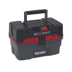 RIDGID 50318 4500RV ProPack Wet Dry Vac, 4.5-Gallon Portable Wet Dry Vacuum with Toolbox Design, 5.0 Peak HP Motor, Expandable Pro Hose, Blower Port Red