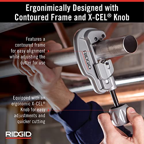 RIDGID 29963 Model 35S 1/4" to 1-3/8" Stainless Steel Tubing Cutter with X-CEL Knob, Silver