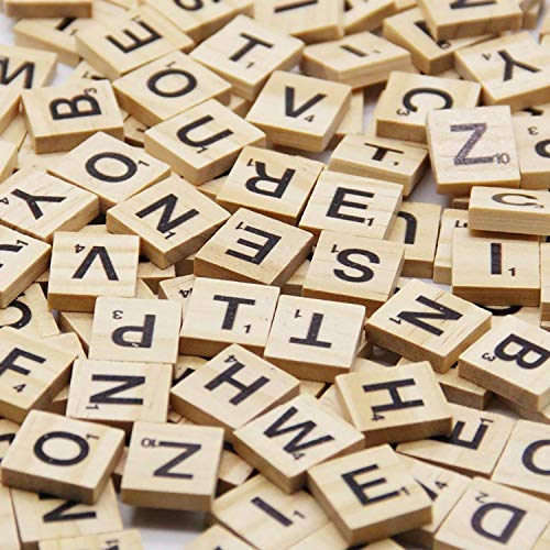 300PCS Wooden Scrabble Tiles, Scrabble Letters for Crafts, Making Alphabet Coasters and Scrabble Crossword Game.