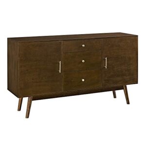 Walker Edison Mid Century Modern-TV Stand Console with 3 Drawers and Closed Cabinet Storage, 60", Walnut