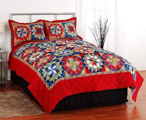 Mainstays Shooting Star Country Quilt & 2 Shams Bedding Set - Queen / Full Size Bed Set