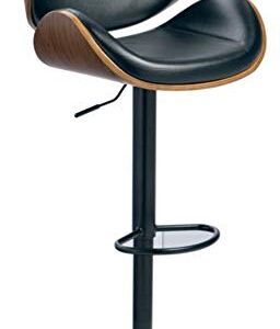 Signature Design by Ashley Bellatier Mid-Century Modern 34" Adjustable Height Curved Bar Stool, Brown & Black