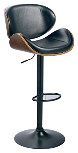 Signature Design by Ashley Bellatier Mid-Century Modern 34" Adjustable Height Curved Bar Stool, Brown & Black