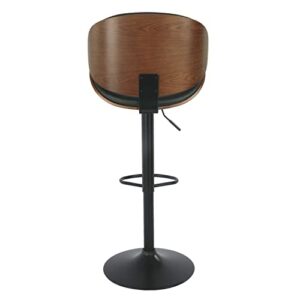 Signature Design by Ashley Bellatier Mid-Century Modern 34" Adjustable Height Curved Bar Stool, Brown & Black