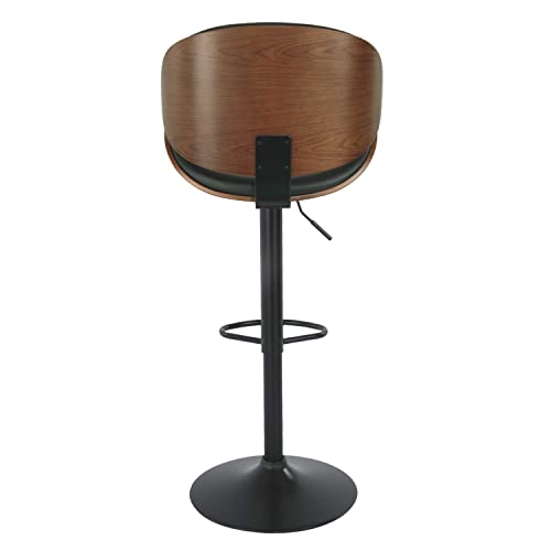 Signature Design by Ashley Bellatier Mid-Century Modern 34" Adjustable Height Curved Bar Stool, Brown & Black