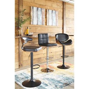 Signature Design by Ashley Bellatier Mid-Century Modern 34" Adjustable Height Curved Bar Stool, Brown & Black