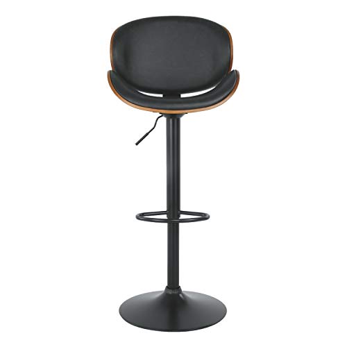 Signature Design by Ashley Bellatier Mid-Century Modern 34" Adjustable Height Curved Bar Stool, Brown & Black