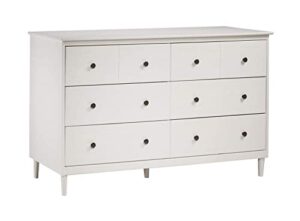 walker edison wood dresser bedroom storage drawer organizer closet hallway, 6 drawer, white