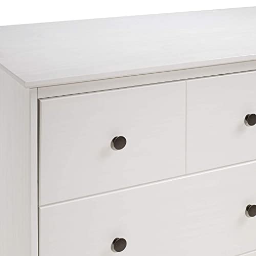 Walker Edison Wood Dresser Bedroom Storage Drawer Organizer Closet Hallway, 6 Drawer, White