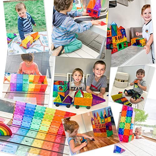 Magnetic Tiles with Cars, Kids Gifts & Toys for 3 Year Old Boys, Educational Toys for Toddlers Kids Age 3-5 4-8, Building Toys Inspire Kids Interest in STEM Learning