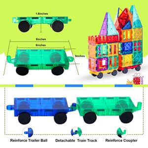 Magnetic Tiles with Cars, Kids Gifts & Toys for 3 Year Old Boys, Educational Toys for Toddlers Kids Age 3-5 4-8, Building Toys Inspire Kids Interest in STEM Learning