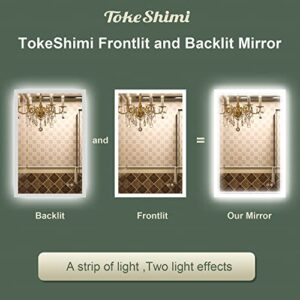 TokeShimi 20 x 28 Inch LED Lighted Bathroom Mirror Backlit Mirror with Lights Anti-Fog Dimmable Wall Mounted Makeup Mirror with with Front Lights & Backlight(Horizontal&Vertical)