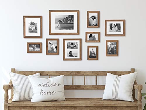 Kate and Laurel Bordeaux Gallery Wall Frame Kit, Set of 10 with Assorted Size Frames in Natural Rustic Finish