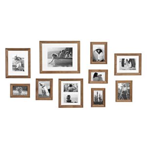 kate and laurel bordeaux gallery wall frame kit, set of 10 with assorted size frames in natural rustic finish