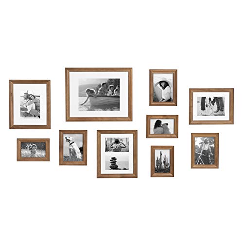 Kate and Laurel Bordeaux Gallery Wall Frame Kit, Set of 10 with Assorted Size Frames in Natural Rustic Finish