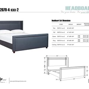 Jennifer Taylor Home Elle Collection Modern Upholstered King Size Bed Frame, Nailhead Trim, Silver Gray