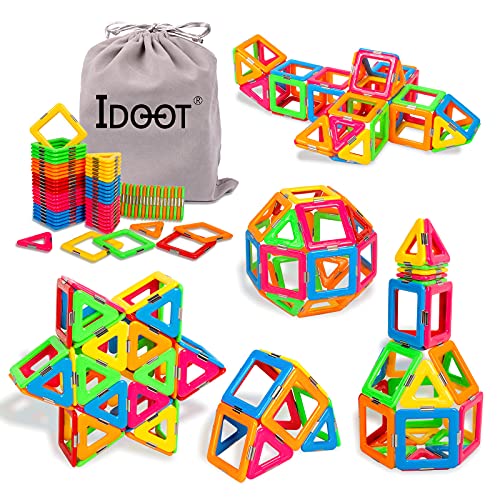 idoot 68pcs Compatible Magnetic Tiles Building Blocks STEM Toys for 3+ Year Old Boys and Girls Learning by Playing Montessori Toys Building Magnets Toys for Kids