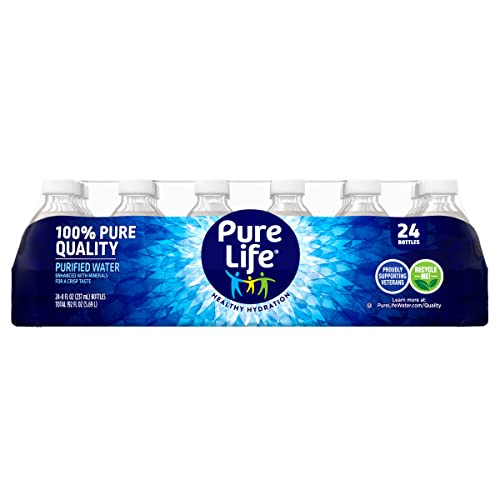 Pure Life, Purified Water, 8 Fl Oz, Plastic Bottled Water, 24 Pack