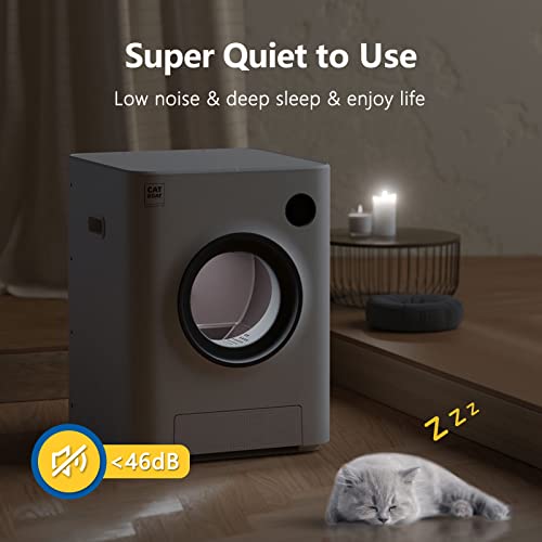 Self Cleaning Cat Litter Box, CATBOAT Scoop Free Automatic Cat Litter Box Smart with APP Control (2.4Ghz WiFi), Odor Removal, Safe Lock, Quiet Large Space for Cats Kitty Self Scooping Auto Litter Box