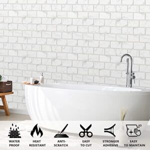 URCOLOR 10-Sheet Peel and Stick Backsplash Tile Sticker for Kitchen,12"x12" Self Adhesive Subway Wall Tiles Stick on Back Splashes for Bathroom White Marble Design