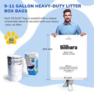 Bilibara Litter Box Liner Bag Compatible with Cat Litter Robot 3, 60 Pack - Extra Thick Waste Bags for Self-Cleaning Pet Kitty Litter Box Drawer Liners, 9-11 Gallons Home/Kitchen Trash Bags