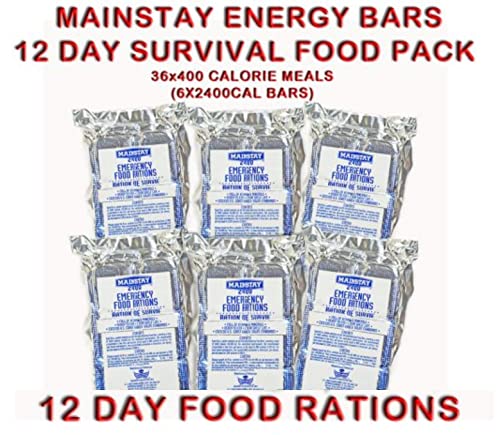 LaunchPro Emergency Food Rations 2400 Calorie Bars (Pack of 6) 12 Day Rations (36 Servings 3x400cal/day)