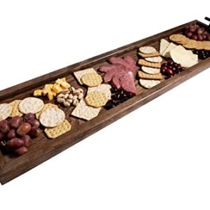 Charcuterie board-Rustic long table tray-farmhouse table trough-farmhouse table decor-tray for decor-farmhouse table tray centerpiece-dining room centerpiece-long wood tray (9" x 40", Walnut stain)