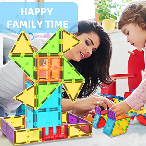 Magnet Toys for Kids, Magnetic Tiles Stacking Building Blocks, Learning & Education Montessori Toys for 3+ Year Old Boys and Girls, Preschool STEM Toys for Age 3-5 Christmas Birthday Gift for Toddlers