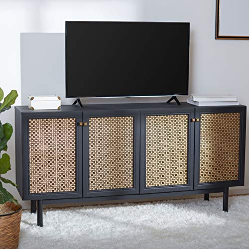 Safavieh Home Collection Piran Black and Gold 4-Door 2-Shelf Media (65-inch Flat Screen) TV Stand