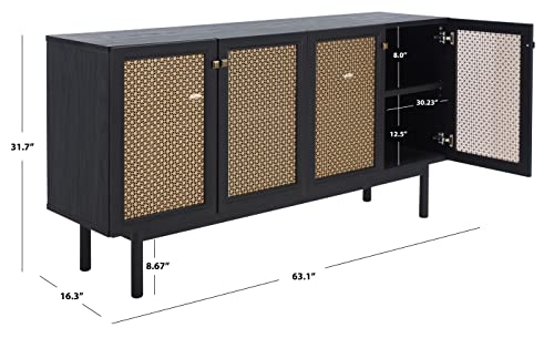 Safavieh Home Collection Piran Black and Gold 4-Door 2-Shelf Media (65-inch Flat Screen) TV Stand