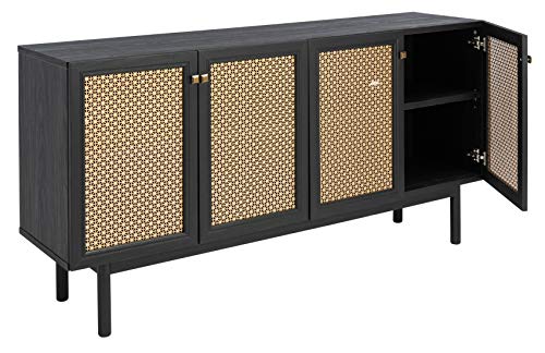 Safavieh Home Collection Piran Black and Gold 4-Door 2-Shelf Media (65-inch Flat Screen) TV Stand