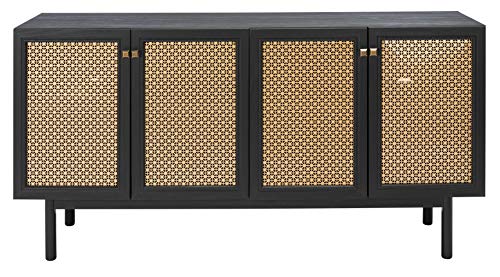 Safavieh Home Collection Piran Black and Gold 4-Door 2-Shelf Media (65-inch Flat Screen) TV Stand