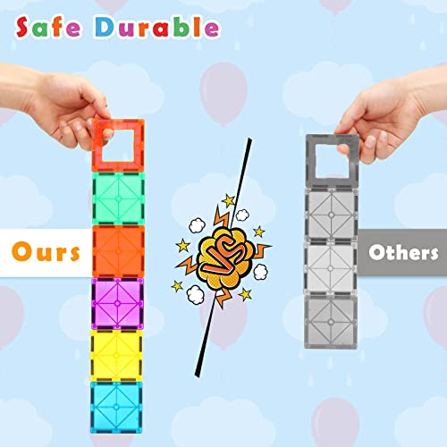 Magnetic Tiles Building Blocks, Magnet Toys for Kids, STEM Approved Educational Toys,3D Magnet Puzzles Stacking Blocks for Boys Girls,100 PCS Advanced Set with 2 Cars…