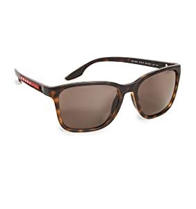 Prada Linea Rossa PS 02WS 58106H Havana Plastic Rectangle Sunglasses Brown Lens