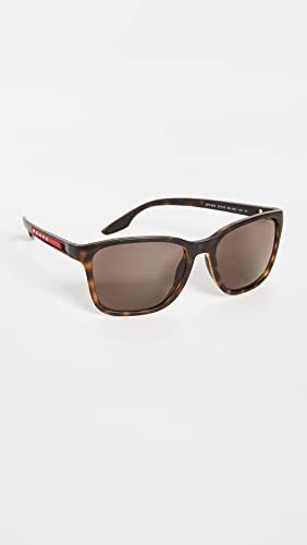 Prada Linea Rossa PS 02WS 58106H Havana Plastic Rectangle Sunglasses Brown Lens