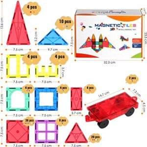 SUNHE YHK Kids Magnetic Tiles Toys, 100Pcs 3D Magnetic Building Blocks Tiles Set, Building Construction Educational STEM Toys for 3+ Year Old Boys and Girls