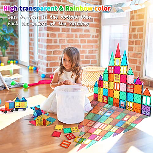 SUNHE YHK Kids Magnetic Tiles Toys, 100Pcs 3D Magnetic Building Blocks Tiles Set, Building Construction Educational STEM Toys for 3+ Year Old Boys and Girls