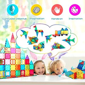 SUNHE YHK Kids Magnetic Tiles Toys, 100Pcs 3D Magnetic Building Blocks Tiles Set, Building Construction Educational STEM Toys for 3+ Year Old Boys and Girls