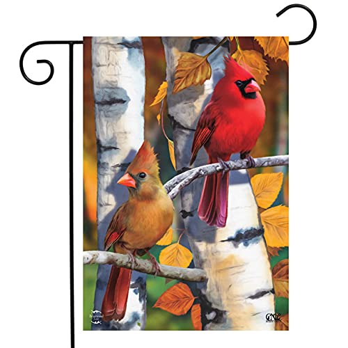 Birch Tree Cardinals Fall Garden Flag 12.5" x 18" Autumn Leaves Briarwood Lane