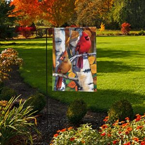 Birch Tree Cardinals Fall Garden Flag 12.5" x 18" Autumn Leaves Briarwood Lane