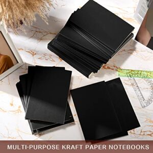 200 Pack Kraft Notebook Journals 5.5 Inch x 8.3 Inch A5 Journal Softcover Notebooks Bulk for Kids Student Writing Sketch Travel Journal Office Notepad with 60 Pages 30 Sheets (Black)