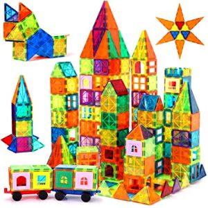 ougertoy magnetic building tiles for kids,educational magnetic stacking blocks for boys girls, magnets construction toys,stem preschool kidergarten learning toys