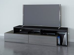 nexera tv stand, 72″, bark gray/black
