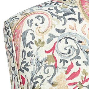 Elm Lane Ethel Multi-Colored Coral Paisley Patterned Recliner Chair Modern Armchair Comfortable Push Manual Reclining Footrest Upholstered Bedroom Living Room Reading Home Relax Office