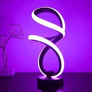 avanlo modern table lamp, rgb touch spiral bedside lamp, unique dimmable led table lamp for bedroom, cool desk nightstand lamps for living room office home decor ideal gifts (art deco)