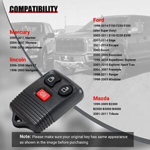 Big-Autoparts 2 Replacement Keyless Entry Remote Key Fob Clicker Transmitter for Ford 1998-2016 F-150 F-250 F-350, Mazda, Mercury, Lincoln - 3 Button