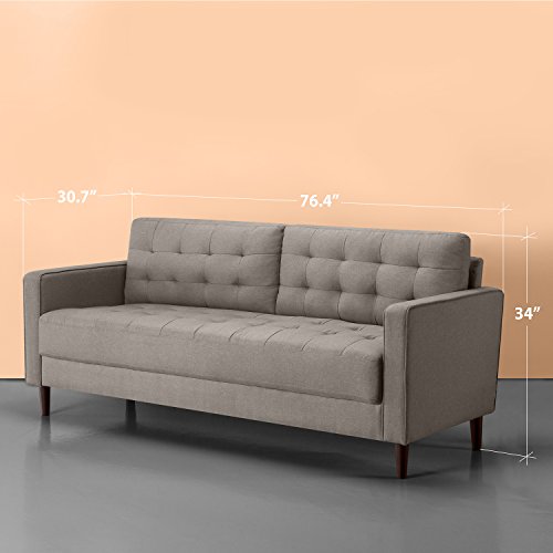 ZINUS Benton Sofa Couch / Grid Tufted Cushions / Easy, Tool-Free Assembly, Stone Grey