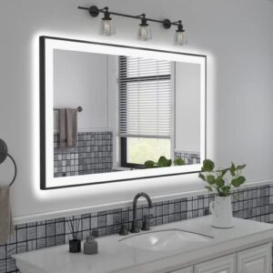 charmor 40×24 led bathroom mirror with lights, dimmable framed bathroom vanity mirror, backlit and front lighted, anti-fog (horizontal/vertical)