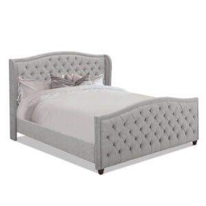 jennifer taylor home marcella upholstered shelter headboard bed set, king, silver grey polyester